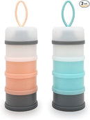 Baby Formula Dispenser, Portable Milk Powder Dispenser Container, Baby Feeding Travel Storage Container, Non-Spill Stackable Baby Snack Storage Container, BPA Free, 4 Compartments, 2 Packs by TinyTreasures Baby Boutique