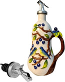 18.26oz/540ml Ceramics Olive Oil Dispenser Bottle,Hand Painted Reliefs Oil Dispenser for Kitchen,Oil Bottles for Kitchen (Blueberry) by CozyNest Decor
