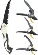 4 Piece Gardening Scissors Folding Saw and Pruner Set Sharp Hand Garden Clippers Set with Folding Pruner Saw by GreenHaven Gardens