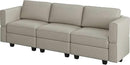 Belffin Modular Sofa Couch with Storage Seats Velvet 3 Seater Sofa for Living Room Grey by CozyNest Decor