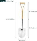 Berry&Bird Shovels for Digging, 43’’ Round Spade Heavy Duty Shovel with Wooden D Handle Stainless Steel Snow Shovel Garden Shovel Yard for Transplanting & Outdoor by GreenHaven Gardens