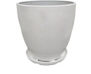 FixtureDisplays® 9.8" Diameter 11" Tall White Plant Pots, Plastic Flower Pots with Drainage Holes and Saucers for Indoor and Outdoor 15747-NF by CozyNest Decor