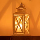 NEEDOMO Lanterns Decorative Outdoor&Indoor, Set of 4 (14"&10") Beige Metal Lantern Decor with Glass, Candle Holder for Porch, Patio, Garden, Balcony, Wedding, Table Centerpiece by CozyNest Decor
