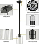 Black Pendant Lights Kitchen Island,Modern Farmhouse Glass Pendant Light,Light Fixture Kitchen Pendant Mini Hanging Light Fixture for Sink (1 Pack Black stem Rod) by CozyNest Decor