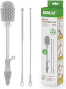 Haakaa Silicone Cleaning Brush Kit – Household Cleaning Brushes for Bottles and Crevices – Food-Grade Silicone: Dishwasher Safe (Kit-Grey) by TinyTreasures Baby Boutique