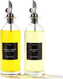 Molimoli Oil and Vinegar Dispenser with Metal Pour Spout, Weighted Pourer, Glass Bottle Dispenser for Kitchen, Olive Oil Cruet, Glass Olive Oil Bottle | 500ml, Set of 2 by CozyNest Decor