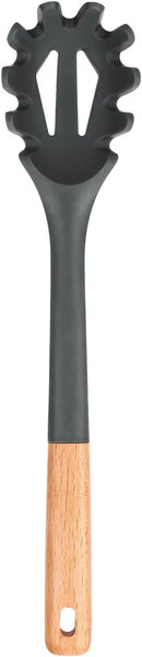 Silicone Pasta Fork, Kitchen Heat Resistant Noodle Spoon Server, BPA Free Spaghetti Strainer,12.8 inch (Grey) by CozyNest Decor