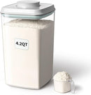 Ankou Airtight Pop Food Storage Container with Lid & 130ml Scoop, 4L/4.2qt BPA-Free Cereal, Rice, Flour, Pasta & Snack Container, Stackable & Durable,Kitchen Pantry Organizer by TinyTreasures Baby Boutique