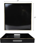 Spsyrine Black Decorative Tray for Living Room, Square Modern Plastic Coffee Serving Table Tray for Ottoman Bathroom Kitchen, 13"*13" by CozyNest Decor