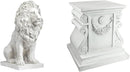 Design Toscano Lion of Florence Sentinel Statue (13 Inches Wide, 21 Inches Deep, 28 Inches High) and Classic Statuary Garden Plinth Base Riser, Large (15 Inches Wide,14 Inches Deep,15 Inches High) by GreenHaven Gardens