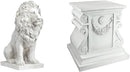 Design Toscano Lion of Florence Sentinel Statue (13 Inches Wide, 21 Inches Deep, 28 Inches High) and Classic Statuary Garden Plinth Base Riser, Large (15 Inches Wide,14 Inches Deep,15 Inches High) by GreenHaven Gardens