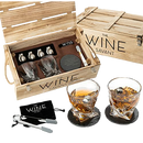 Whiskey and Spirits Gifts for Men Dad Luxurious Twist Glasses with Whiskey Stones - 2 10oz Twist Whiskey Glasses, Tongs, 4 Chilling Rocks Stones - Army Crate Box - US Army, Veteran Military (Bullets)