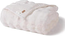 EVERGRACE Ultra Soft Luxury Fluffy Ridgeline Faux Rabbit Fur Throw Blanket, Thick Warm Bubble Throw for Bed, Cozy Plush Reversible Blankets for Couch, Chair, Sofa, Ivory White, 50x60 Inches, 870 GSM by CozyNest Decor
