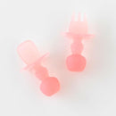 Bumkins Baby Utensils Set, Chewtensils Silicone Spoons for Dipping, Self-Feeding, Baby Led Weaning, Trainer Learning, First Stage Eating, Soft Practice Fork and Spoon, Babies 6 Months, Pink Jelly by TinyTreasures Baby Boutique