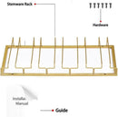 Wine Glass Rack - Under Cabinet Stemware Wine Glass Holder Glasses Storage Hanger 1 Pack Metal Organizer for Bar Kitchen 5 Rows Gold by CozyNest Decor