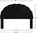 24KF Stunning Crown Design King Headboard, Upholstered Soft Velvet Petal Pattern Headboard King/CA King-Black by CozyNest Decor