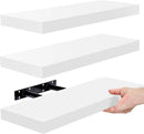 Sorbus Floating Shelves for Wall, Bathroom Shelves Wall Mounted for Kitchen, Bedroom, Bathroom Storage Over Toilet, Hanging Book Shelf for Wall Home Decor Living Room (White, 3 Pack) by CozyNest Decor