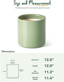 LE TAUCI 12 Inch Pots for Plants, Ceramic Large Plant Pot for Indoor Plants, Mid-Century Modern Planter Pot with Drainage Hole, Reactive Glaze Green by CozyNest Decor
