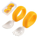 Baby Self Feeding Training Spoon and Fork Set with Travel Case, BPA-Free Cute Circle Toddler Training Utensils, Silicone/ABS Great Tableware Set Spoons Fork for Kids(Yellow) by TinyTreasures Baby Boutique