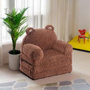 Foldable Kids Sofa, Sherpa Teddy Bear Toddler Couch with Tri Folding Foam Cushions, Comfy Couch for Kids Age 18 Months and Up by TinyTreasures Baby Boutique