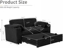 68.11" Corduroy Convertible Sofa Bed with USB Charging Port, Foldable Sleeper Chair with Pillows & Armrests, 3-in-1 Floor Couch for Living Room, Bedroom, Guest Room – Black by CozyNest Decor