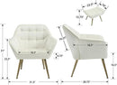 Modern Velvet Accent Chair with Ottoman Set of 2, Upholstered Lounge Chair with Footrest, Comfy Living Room Chair with Gold Legs Accent Side Chair Armchair for Small Space Bedroom, Beige by CozyNest Decor