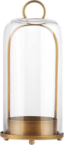 12" High Versatile Modern Metal Hurricane Lantern with Handmade Sturdy Glass Dome for 3" Pillar Candle & Plants (Brass, 5"x12") by CozyNest Decor
