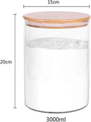 Set of 2 Large Glass Food Storage jar, 100 FL OZ (3000ml) Glass Flour Canister with Airtight Bamboo Lids for Kitchen Corner, BPA-Free Flour Container for Sugar, Ground Coffee, Rice and Dry Food by CozyNest Decor