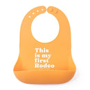 Bella Tunno Baby Bib for Eating, Waterproof Silicone Bib with Large Food Catcher, Adjustable Fit for Babies 4-12 months & Toddlers 1-3 Years, Boys & Girls, This Is My First Rodeo by TinyTreasures Baby Boutique