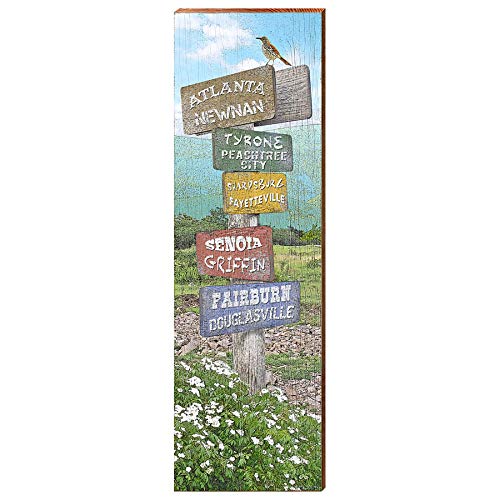 Georgia Mountain Directional Sign Home Decor Art Print on Real Wood