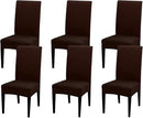JQinHome 6 Pcs Dining Chair Slipcover,High Stretch Removable Washable Chair Seat Protector Cover for Home Party Hotel Wedding Ceremony (Pack of 6, Coffee) by CozyNest Decor
