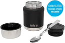 MIRA 15 oz Insulated Food Thermos for hot and cold foods - Leak-Proof Stainless Steel Container with Spoon - Black by TinyTreasures Baby Boutique