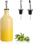 Sweejar Ceramic Olive Oil Dispenser Bottle, Opaque Oil Cruet Protects Oil to Reduce Oxidation, Suitable for Oil, Vinegar, Coffee Syrups & Other Liquids, Pack of 1, 15.5 Fl Oz (Gradient Yellow) by CozyNest Decor
