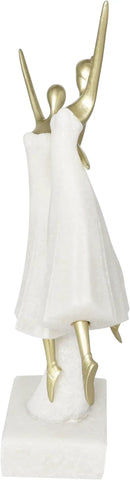 Deco 79 Polystone Dancer Decorative Sculpture Ballet Home Decor Statue with Gold Accents, Accent Figurine 9" x 4" x 13", Cream by CozyNest Decor