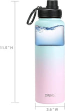 DRINCO Stainless Steel Water Bottle Spout Lid Vacuum Insulated Double Wall Water Bottle Wide Mouth (40oz 32oz 22oz 18oz 14oz) Leak Proof Keeps Cold or Hot (40 oz, 40oz Macaron) by CozyNest Decor