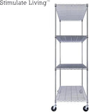 60"x24"x72" PRIME HEAVY DUTY Chrome 4-Tier Wire Shelving NSF 2400 LBS MAX Capacity Storage Rack for Commercial, School, Home, Garage, Warehouse, Industrial, and Hospital Uses (with Wheels) by CozyNest Decor