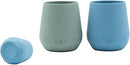 WeeSprout Silicone Baby Training Cups - Set of 2 Soft Silicone Cups - 2 oz Open Cup for Baby 6+ Months - Non-Slip Grip, Weighted Base - Gentle on Gums & Teeth (Matte Blue & Matte Green) by TinyTreasures Baby Boutique