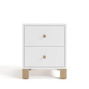 Storkcraft California 2 Drawer Nightstand (White with Driftwood) - GREENGUARD Gold Certified Nightstand for Kids Bedroom, Premium Wood Storage with Elegant, Iconic Block Feet by TinyTreasures Baby Boutique