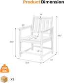 Patio Dining Chair Set of 2, HDPE Outdoor Dining Chair, Ergonomic HDPE Dining Chairs with Deep Seating, All Weather Outdoor Chairs Furniture for Backyard, Deck, Garden, Poolside, Pearl by CozyNest Decor