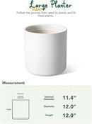 LE TAUCI 12 Inch Pot for Plants, Ceramic Large Planter for Indoor Plants, Mid-Century Modern Flower Pots with Drainage Hole and Removable Plug, White by CozyNest Decor