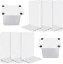 VONDERSO Metal Bookends, 4 Pairs White Metal Book Ends Heavy Duty for Shelves Decor Home Office, Unique White Bookends Supports Anti-Slip for Kids by CozyNest Decor