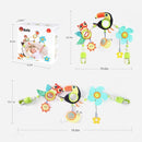 Koty Baby Stroller Arch Toy with Teether, Rattle, Crinkle Sound, Mirror & Music Box, Newborns Sensory Activity Carrier Take-Along Toy, Adjustable for Bouncers, Car Seat & Pram 0M+(Toucan) by TinyTreasures Baby Boutique