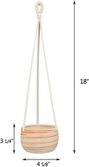 Mkono Ceramic Hanging Planter Macrame Plant Holder 5 Inch Cute Succulent Cactus Pot with Cotton Rope Hanger for Indoor Outdoor Decor, 1 Pack by GreenHaven Gardens