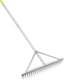 Colwelt Landscape Rake - 24Tines, Aluminum Head with 68" Handle, 24" Width for Beach & Lawn Care by GreenHaven Gardens