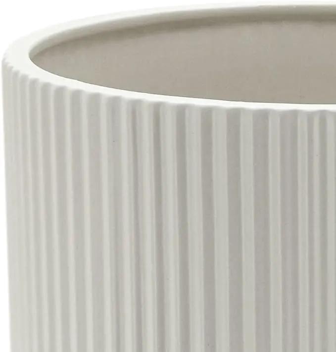 Amazon Basics Assorted Sizes Fluted Ceramic Round Indoor Outdoor Planters with Drainage, Set of 3, Modern Design, 6 inch, 8 inch, 10 inch, White, photo 3 of 7