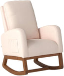 Dolonm Rocking Chair Mid-Century Modern Nursery Rocking Armchair Upholstered Tall Back Accent Glider Rocker for Living Room (Beige) by TinyTreasures Baby Boutique