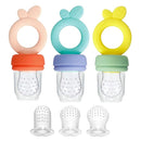 PandaEar 3 Pack Silicone Baby Fruit Food Feeder Pacifier with 3 Sizes Silicone Pouches, BPA Free Mesh Feeder for Infants by TinyTreasures Baby Boutique