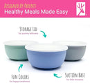 Elk and Friends Stainless Steel Bowls with Silicone Sleeve for Babies & Toddlers | Lids Included | Stay Put Suction | Cereal & Snack Bowls | 4 Pack by TinyTreasures Baby Boutique