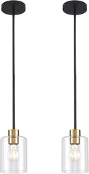 Black Brass Pendant Lights Kitchen Island - Clear Glass Pendant Light Fixture Multiple Stems Rods 3 Units 12 Inch 3 Units 4 Inch (2 Pack Black Brass Downrod) by CozyNest Decor