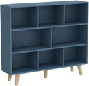 IOTXY Wooden Open Shelf Bookcase - 3-Tier Floorstanding Display Cabinet Rack with Legs, 8 Cubes Free Standing Bookshelf, Bright Blue by CozyNest Decor
